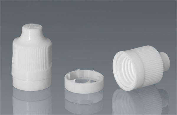 Child Resistant Caps, White Ribbed Polypropylene Tamper Evident Child Resistant Caps w/ Dropper Tips