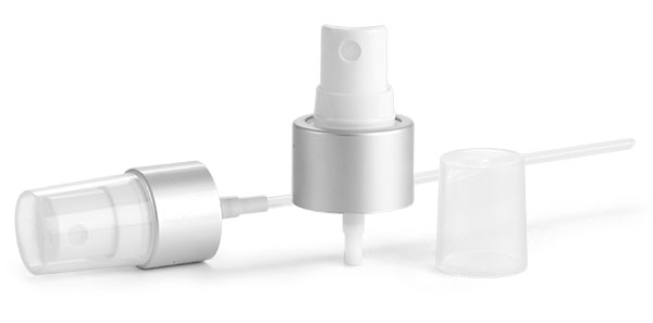 Sprayers, White Fine Mist Sprayers w/ Brushed Aluminum Collars