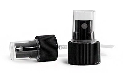 24/410 Black Fine Mist Sprayers w/ Flat Tops & Squared Hoods