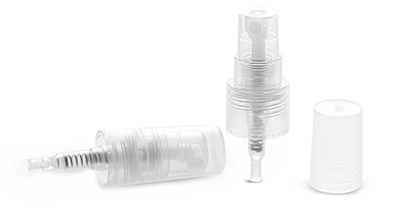 12 mm, 33 mm Tube Natural PP Mini Fine Mist Sprayers w/ Clear Styrene Hoods