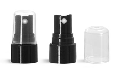 22/410, 4 1/4 tube Plastic Caps, Black Smooth Fine Mist Sprayers