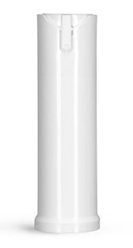 Polypropylene Plastic Bottles, White Cylinder Bottles w/ Child Resistant Sprayers & Plugs
