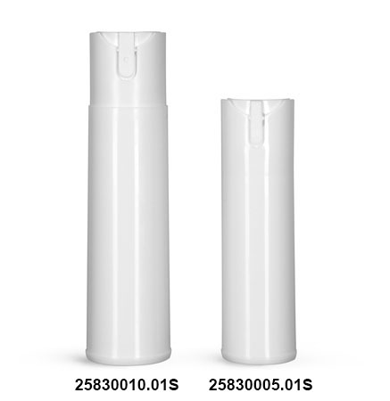 Plastic Bottles, White Polypropylene Cylinder Bottles w/ Child Resistant Sprayers (Bulk), Caps NOT Included