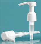 4 cc White Ribbed Lotion Pump w/ Lock Down Feature