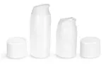 White Polypropylene Airless Pump Bottles w/ White Caps