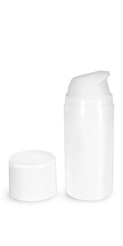 100 ml White Polypro Airless Pump Bottles w/ White Caps