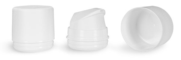 Airless Pumps, White Polypropylene Airless Pumps w/ Snap On Caps