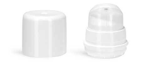 Airless Pumps, 32 Mm White Polypropylene Airless Pumps w/ White Snap On Overcaps
