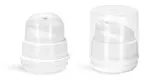 Airless Pumps, White Polypropylene Airless Pumps w/ Clear Snap On Overcaps