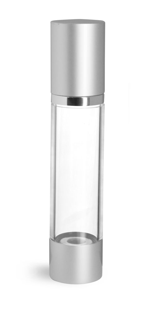 Download Sks Bottle Packaging 50 Ml Styrene Plastic Bottles Clear Airless Pump Bottles W Silver Pumps Caps