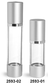 Download Sks Bottle Packaging Plastic Bottles Clear As Airless Pump Bottles W Silver Pumps Caps