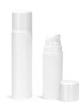 White Polypropylene Airless Pump Bottles w/ White Pumps & White Overcaps