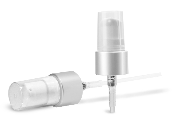 Treatment Pumps, White Treatment Pumps w/ Brushed Aluminum Collars
