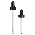 24/400  (7mm x 107 mm)  Glass Droppers, Black Bulb Glass Droppers