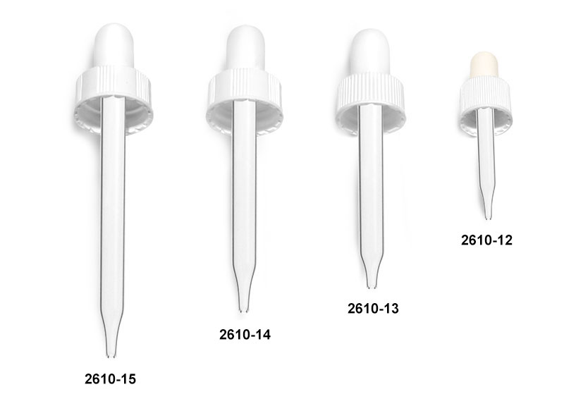 Glass Droppers, White Bulb Glass Droppers