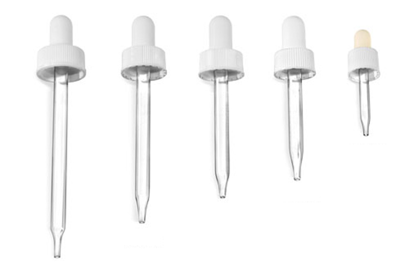 22/400 (7 mm x 108 mm)  Glass Droppers, White Bulb Glass Droppers