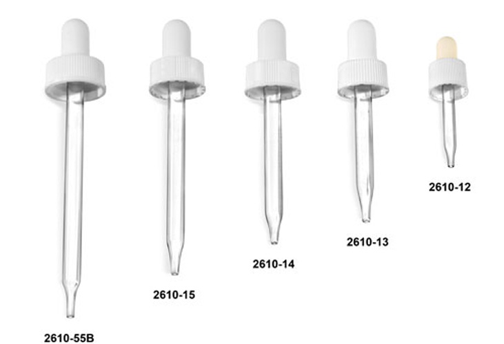 Glass Droppers, White Bulb Glass Droppers