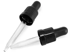 Glass Droppers, Black Bulb Glass Droppers w/ Tamper Evident Seals