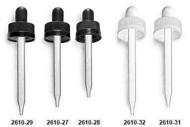 Original Black & White Child Resistant Bulb Glass Droppers