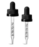 Child Resistant Caps, Black Child Resistant Graduated Droppers w/ Glass Pipettes
