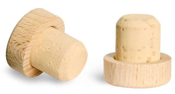 Cork Stoppers, Round Wood Bar Tops w/ Colmated Corks