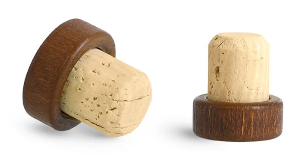 34 mm 34 mm Cork Stoppers, Stained Wood Bar Tops w/ Natural Corks
