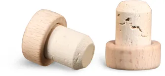 Cork Stoppers, Round Wood Bar Tops w/ Natural Corks