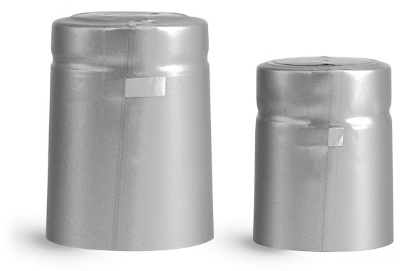 Capsules, Matte Silver PVC Heat-Shrink Capsules w/ Silver Tear Tab