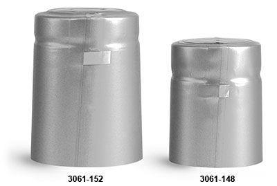 Capsules, Matte Silver PVC Heat-Shrink Capsules w/ Silver Tear Tab