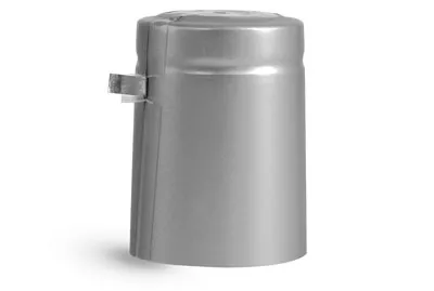 Capsules, Matte Silver PVC Heat-Shrink Capsules w/ Silver Tear Tab
