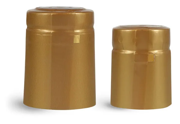 Capsules, Matte Gold PVC Heat-Shrink Capsules w/ Gold Tear Tabs