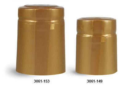 Capsules, Matte Gold PVC Heat-Shrink Capsules w/ Gold Tear Tabs