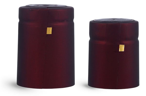 Capsules, Matte Burgundy PVC Heat-Shrink Capsules w/ Gold Tear Tabs