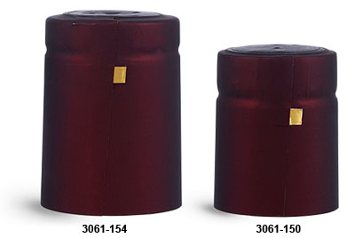 Capsules, Matte Burgundy PVC Heat-Shrink Capsules w/ Gold Tear Tabs
