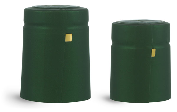 Capsules, Matte Green PVC Heat-Shrink Capsules w/ Gold Tear Tabs