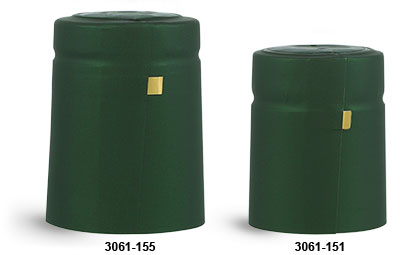 Capsules, Matte Green PVC Heat-Shrink Capsules w/ Gold Tear Tabs