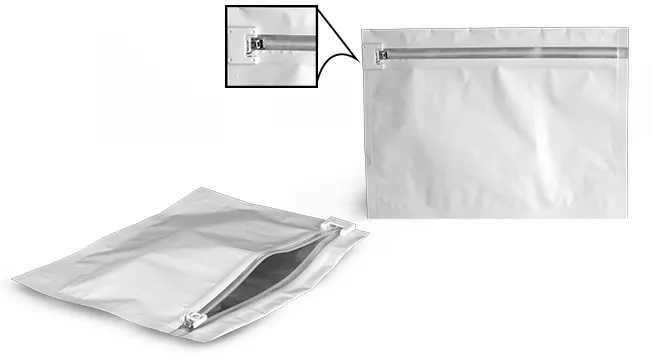 Plastic Bags, 12.25 in x 9 in White Child Resistant Reclosable Pouches