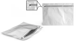 Plastic Bags, 12.25 in x 9 in White Child Resistant Reclosable Pouches