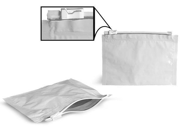 Plastic Bags, 8.5 in x 6 in White Child Resistant Reclosable Pouches