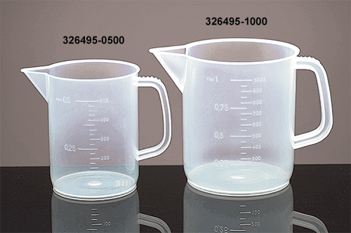 Plastic Beakers, Low Form Plastic Polypropylene Beakers w/ Handles