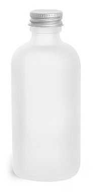 4 oz       Frosted Glass Round Bottles w/ Lined Aluminum Caps