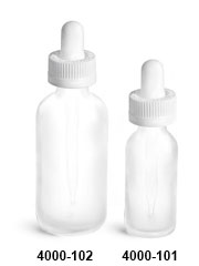 Original Frosted Glass Boston Round Bottles w/ White Child Resistant Droppers
