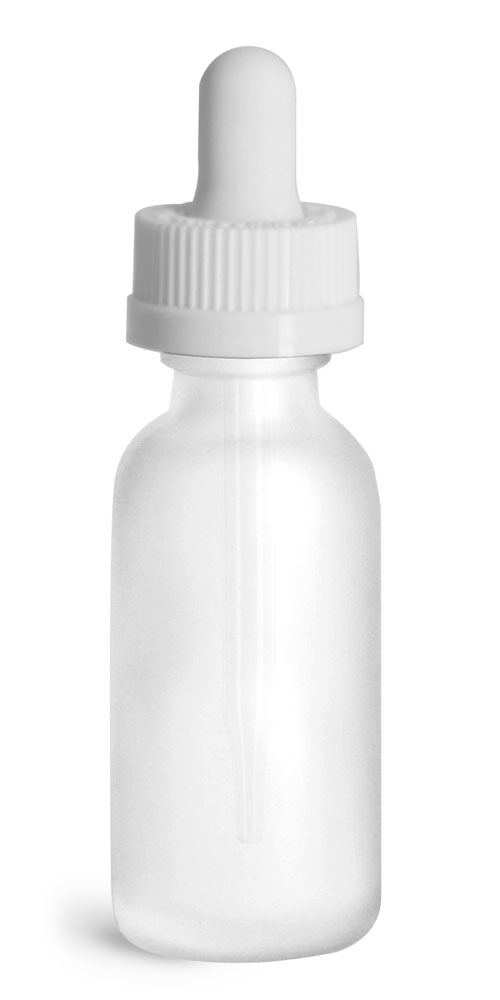 Download Sks Bottle Packaging 1 Oz Glass Bottles Frosted Glass Boston Rounds W White Child Resistant Glass Droppers