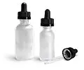 Glass Bottles, Frosted Glass Boston Round Bottles w/ Black Child Resistant Glass Droppers
