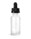 Frosted Glass Boston Round Bottles w/ Black Child Resistant Graduated Glass Droppers