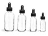 Clear Glass Round Bottles
w/ Black Bulb Glass Droppers