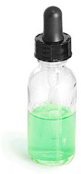 Clear Glass Round Bottles w/ Black Bulb Glass Droppers