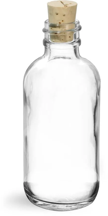 2oz Small Clear Glass Bottles with Lids Glass Containers Round
