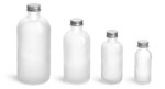 Frosted Glass Boston Round Bottles w/ Lined Aluminum Caps