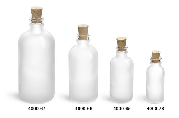 Download Sks Bottle Packaging Glass Bottles Frosted Glass Boston Round Bottles W Cork Stoppers